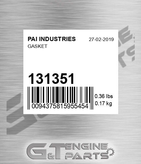 131351 Gasket for PAI INDUSTRIES