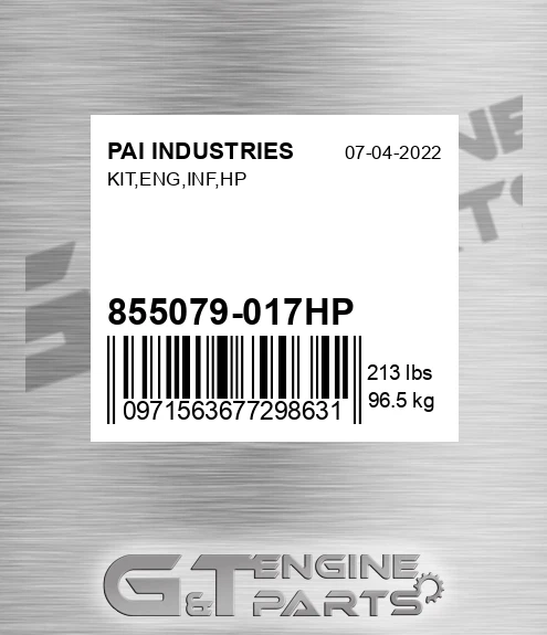 855079-017HP Kit,eng,inf,hp for PAI INDUSTRIES