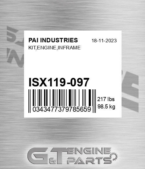 ISX119-097 Kit,engine,inframe for PAI INDUSTRIES