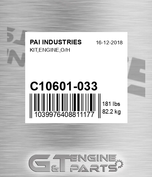 C10601-033 Kit,engine,o/h for PAI INDUSTRIES