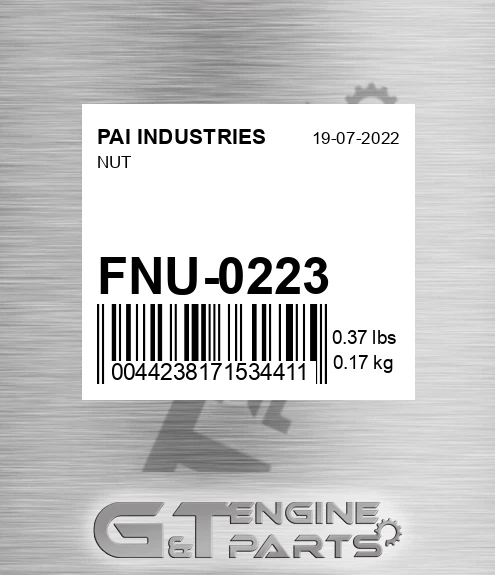 FNU-0223 Nut for PAI INDUSTRIES