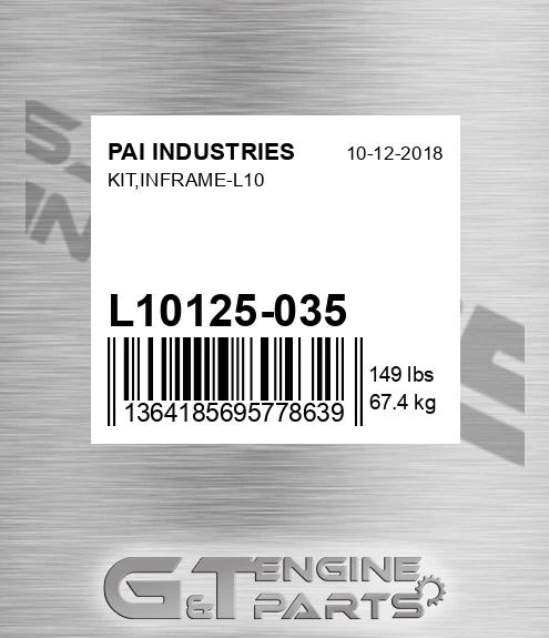 L10125-035 Kit,inframe-l10 for PAI INDUSTRIES