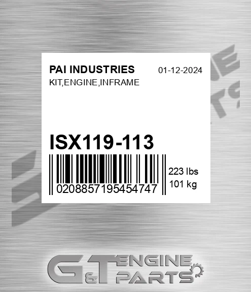 ISX119-113 Kit,engine,inframe for PAI INDUSTRIES