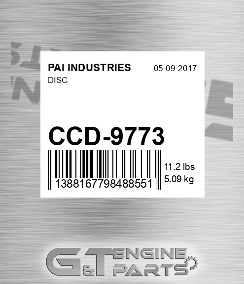 CCD-9773 Disc for PAI INDUSTRIES