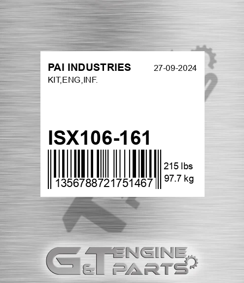 ISX106-161 Kit,eng,inf.