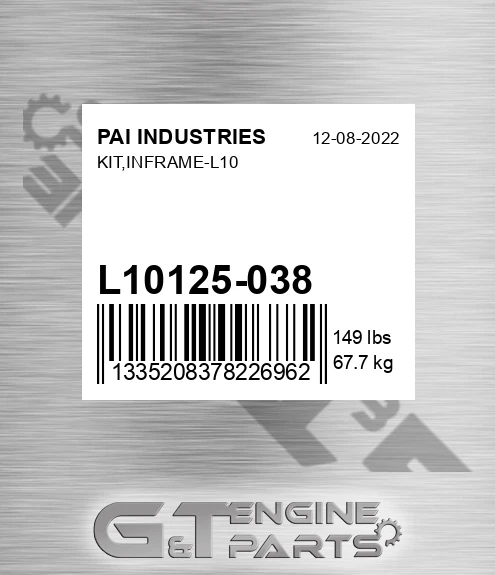 L10125-038 Kit,inframe-l10 for PAI INDUSTRIES