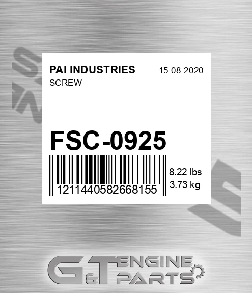 FSC-0925 Screw for PAI INDUSTRIES