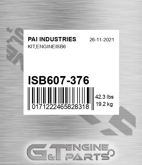 ISB607-376 Kit,engineisb6 for PAI INDUSTRIES
