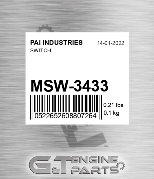MSW-3433 Switch for PAI INDUSTRIES