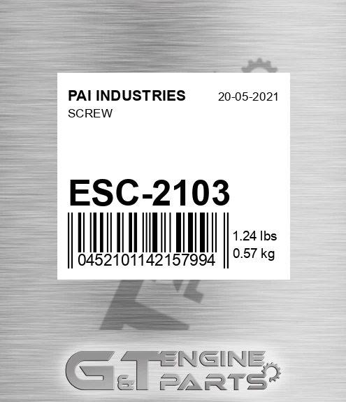 ESC-2103 Screw for PAI INDUSTRIES