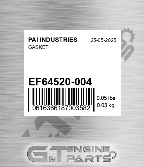 EF64520-004 Gasket for PAI INDUSTRIES