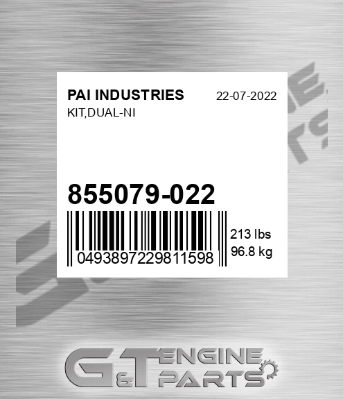 855079-022 Kit,dual-ni for PAI INDUSTRIES