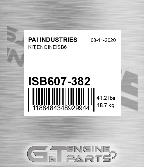 ISB607-382 Kit,engineisb6 for PAI INDUSTRIES