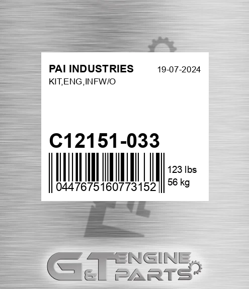C12151-033 Kit,eng,infw/o