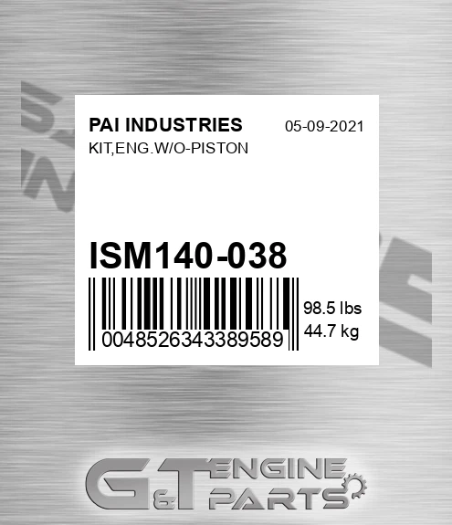 ISM140-038 Kit,eng.w/o-piston for PAI INDUSTRIES