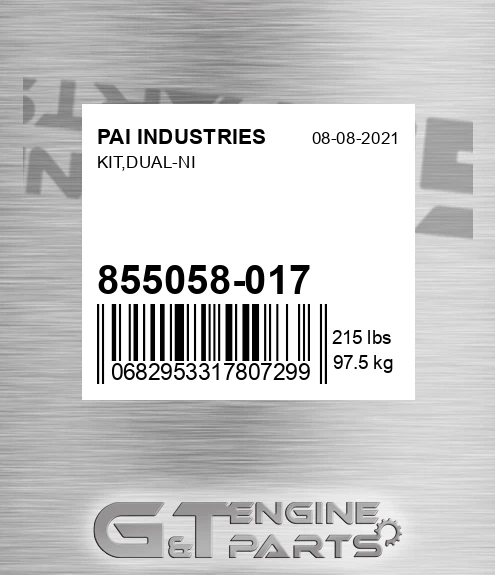 855058-017 Kit,dual-ni for PAI INDUSTRIES