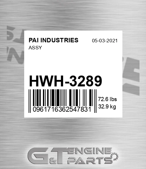 HWH-3289 Assy for PAI INDUSTRIES