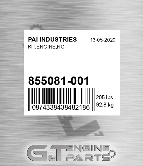 855081-001 Kit,engine,ng for PAI INDUSTRIES