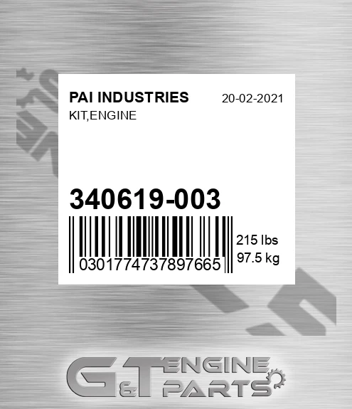 340619-003 Kit,engine for PAI INDUSTRIES