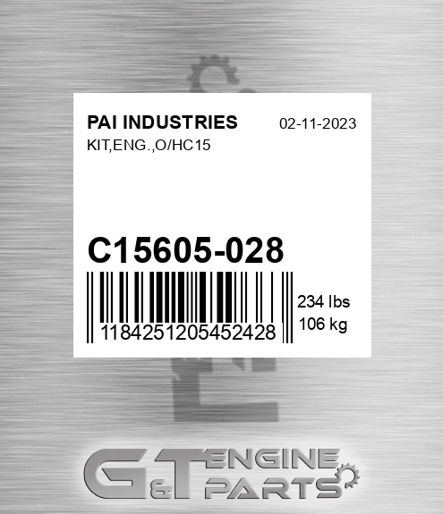 C15605-028 Kit,eng.,o/hc15 for PAI INDUSTRIES
