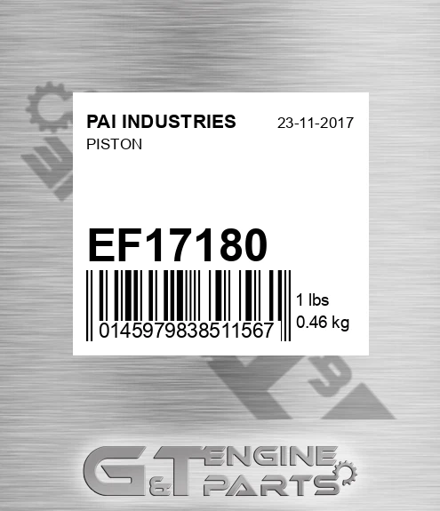 EF17180 Piston for PAI INDUSTRIES