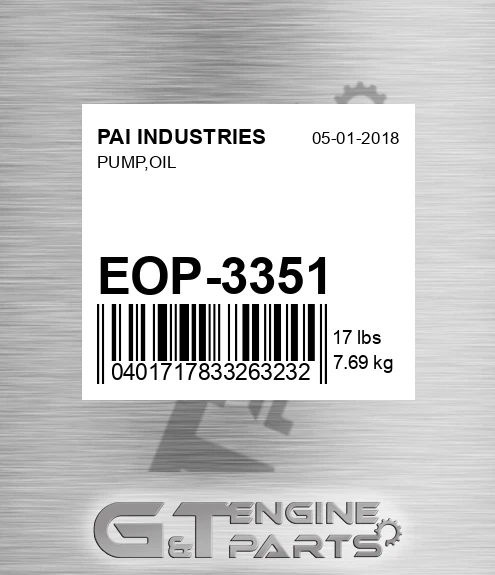EOP-3351 Pump,oil for PAI INDUSTRIES