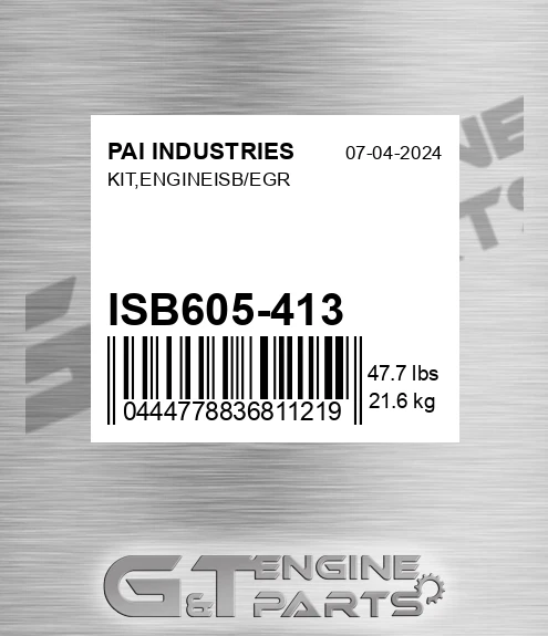 ISB605-413 Kit,engineisb/egr for PAI INDUSTRIES