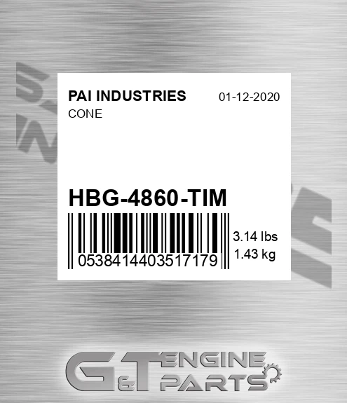 HBG-4860-TIM Cone for PAI INDUSTRIES
