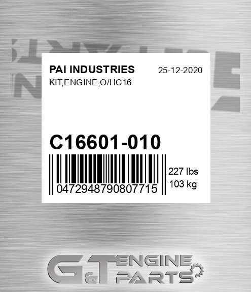 C16601-010 Kit,engine,o/hc16 for PAI INDUSTRIES