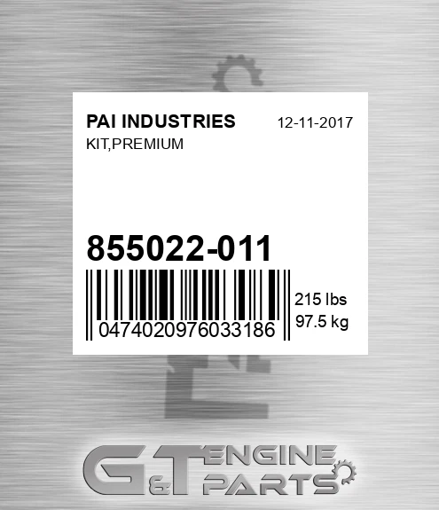 855022-011 Kit,premium for PAI INDUSTRIES