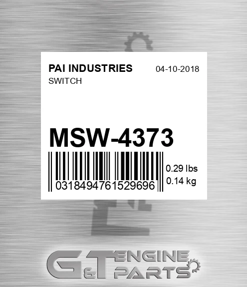 MSW-4373 Switch for PAI INDUSTRIES