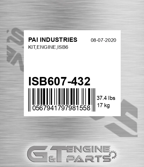 ISB607-432 Kit,engine,isb6 for PAI INDUSTRIES