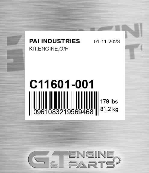 C11601-001 Kit,engine,o/h for PAI INDUSTRIES