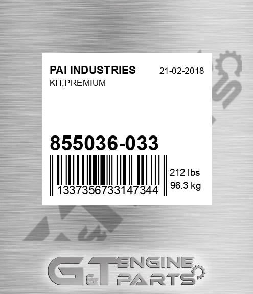 855036-033 Kit,premium for PAI INDUSTRIES