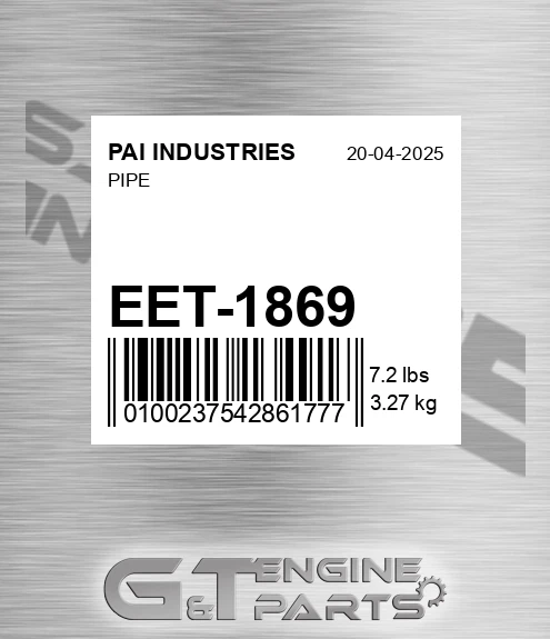 EET-1869 Pipe for PAI INDUSTRIES
