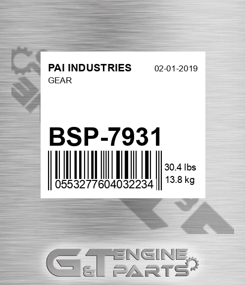 BSP-7931 Gear for PAI INDUSTRIES