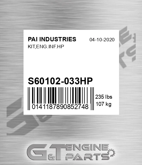 S60102-033HP Kit,eng.inf.hp for PAI INDUSTRIES