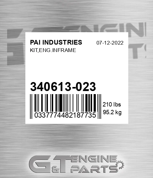 340613-023 Kit,eng.inframe for PAI INDUSTRIES