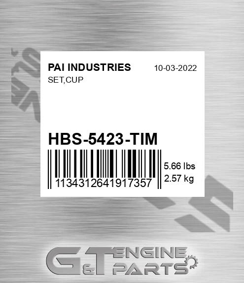HBS-5423-TIM Set,cup for PAI INDUSTRIES