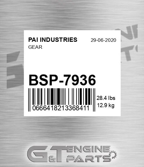 BSP-7936 Gear for PAI INDUSTRIES
