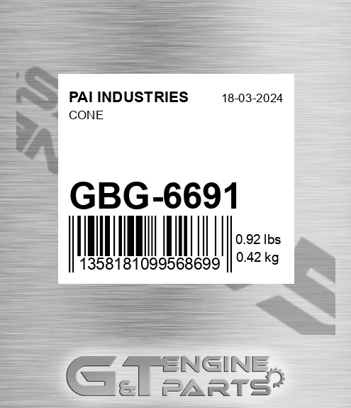 GBG-6691 Cone for PAI INDUSTRIES