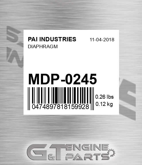 MDP-0245 Diaphragm for PAI INDUSTRIES