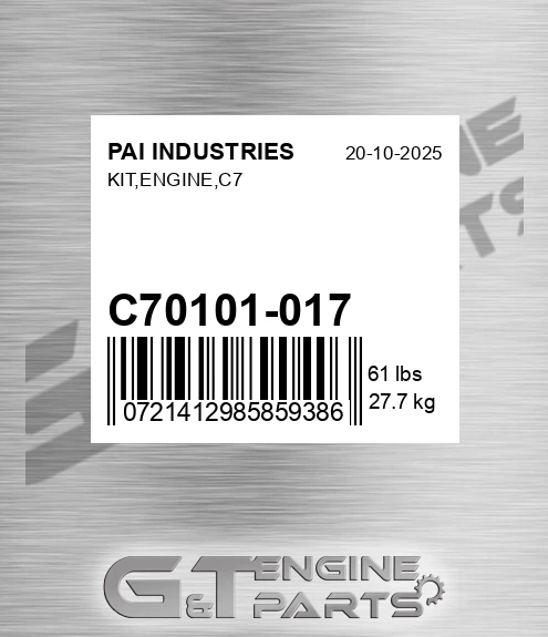 C70101-017 Kit,engine,c7