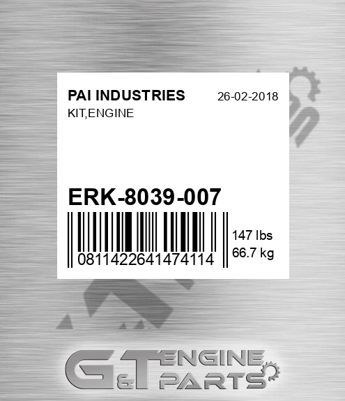ERK-8039-007 Kit,engine for PAI INDUSTRIES