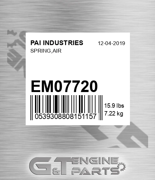 EM07720 Spring,air for PAI INDUSTRIES