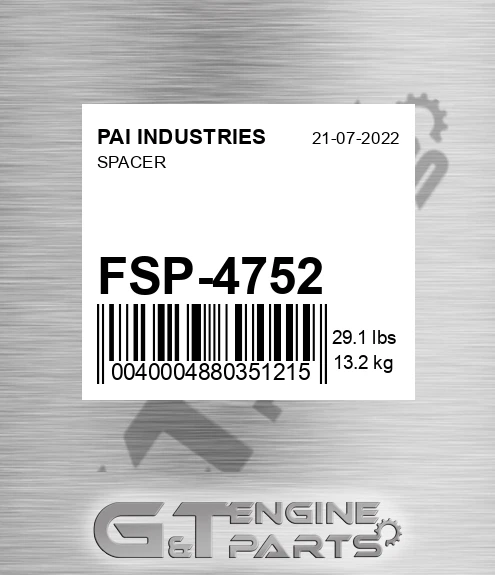 FSP-4752 Spacer for PAI INDUSTRIES