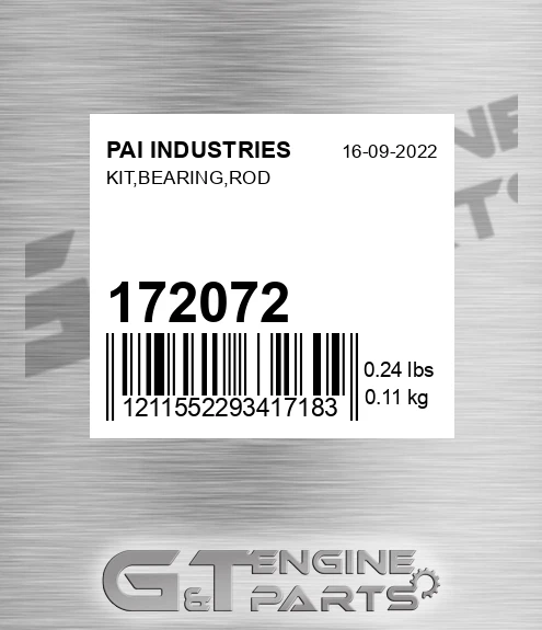 172072 PAI INDUSTRIES Kit,bearing,rod