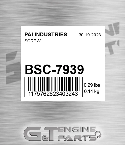 BSC-7939 Screw for PAI INDUSTRIES