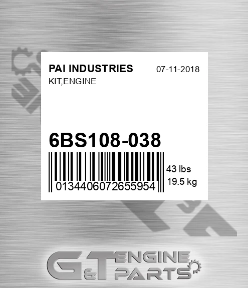 6BS108-038 Kit,engine for PAI INDUSTRIES