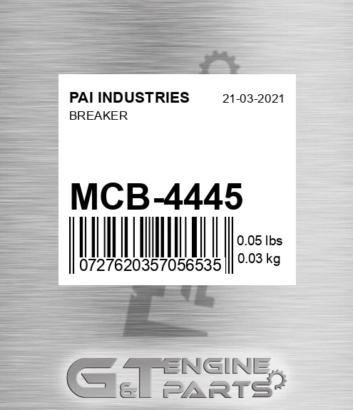 MCB-4445 Breaker for PAI INDUSTRIES